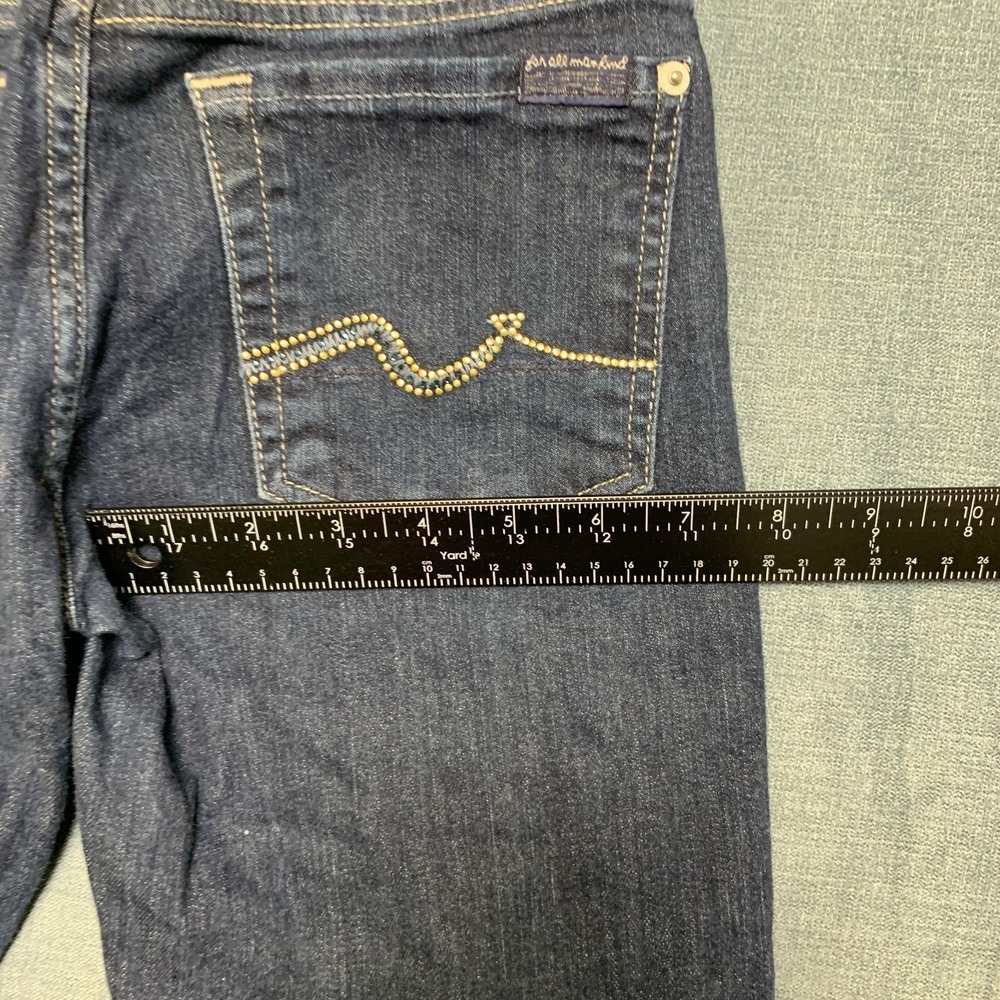 7 For All Mankind Roxanne Jeans Womens 27 Blue Denim Stretch 5 Pocket Straight - Picture 8 of 16
